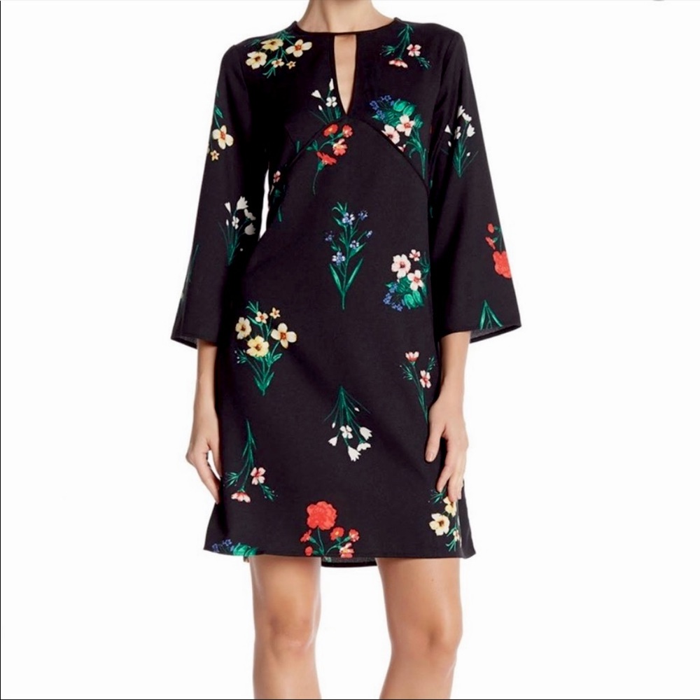 Vince Camuto Black Floral Keyhole Dress, Size 10